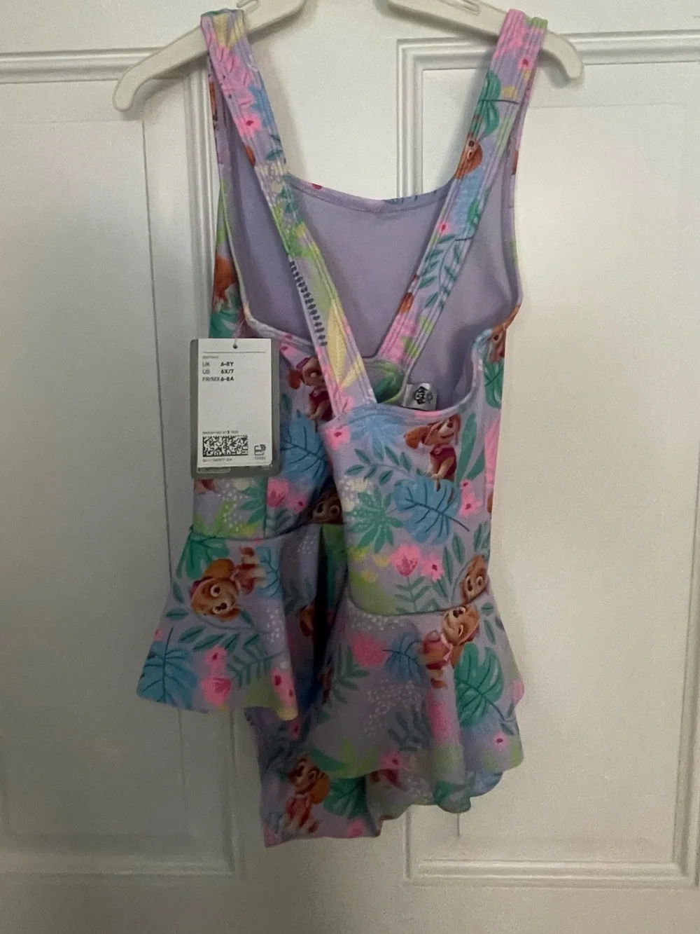 H& M Girls Purple Paw Patrol Skye One-Piece Swimsuit with Skirt